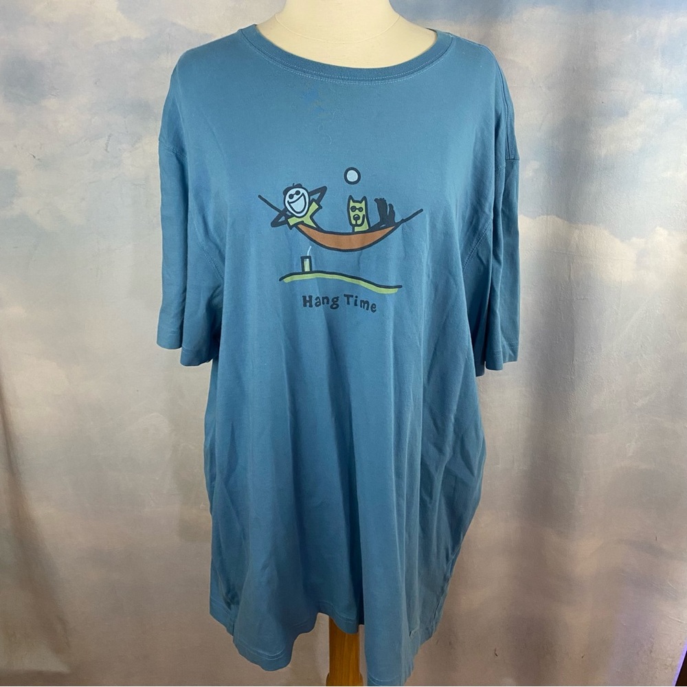 Life Is Good Hang Time Teal Graphic Tee Size XL